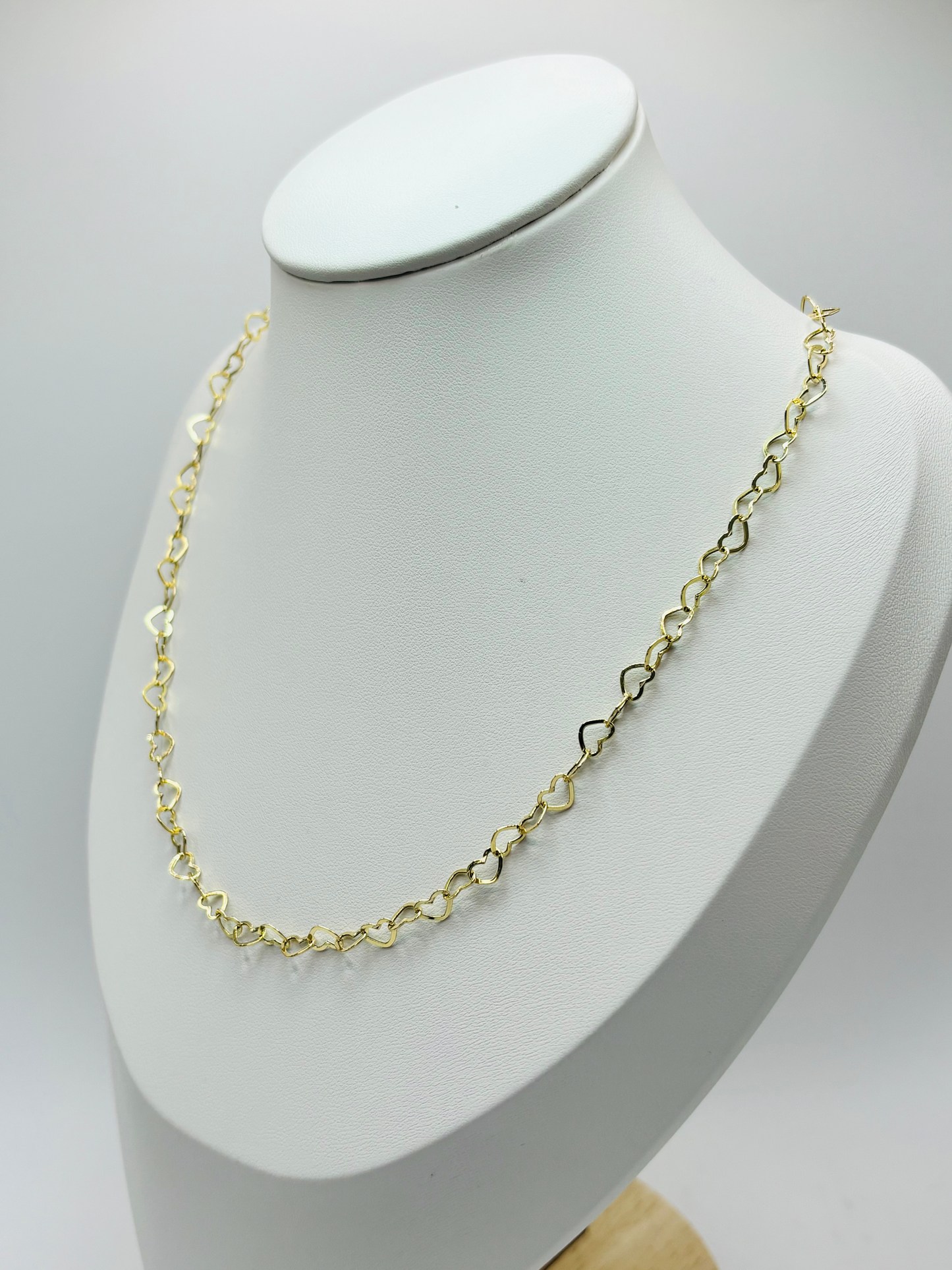 18K Gold Heart Necklace/Chain 4mm