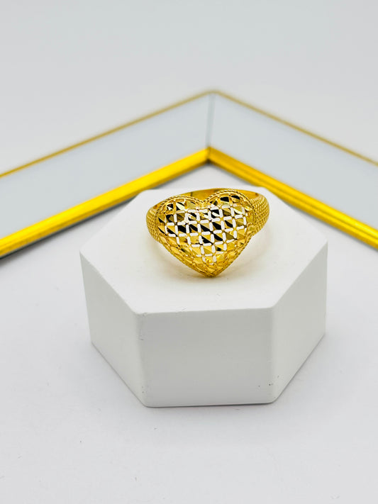 18K Gold Heart Power Ring