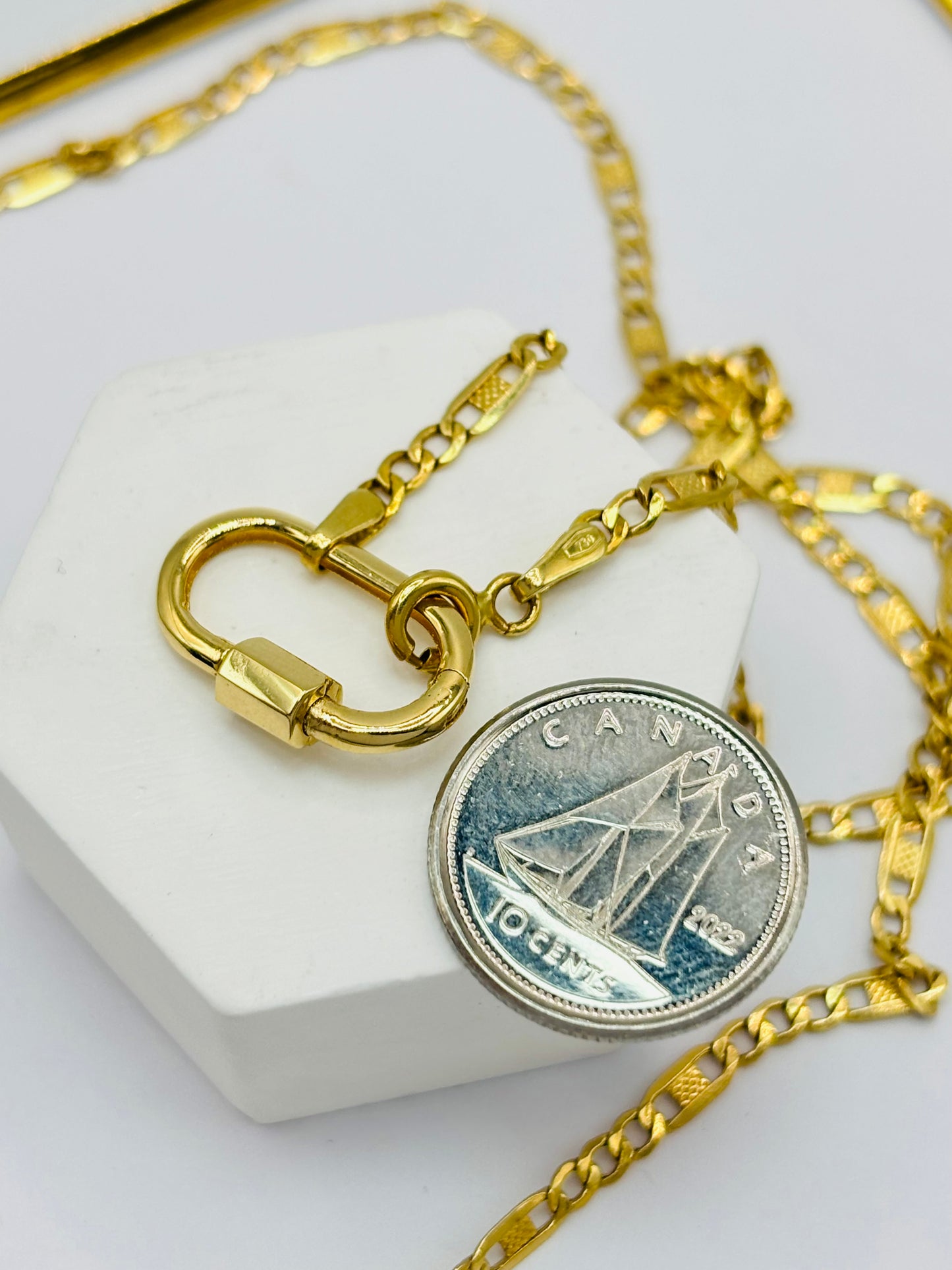 18K Gold Necklace Carabiner Necklace