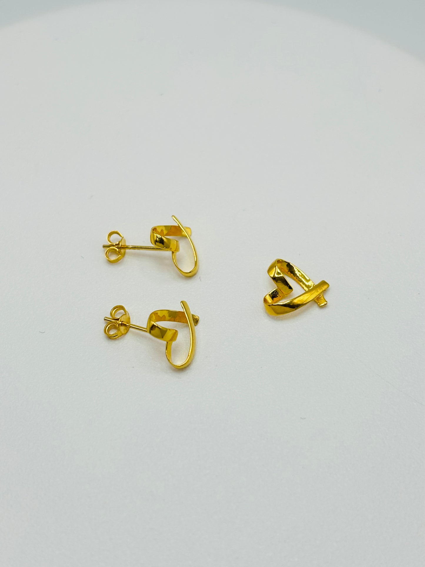 18K Gold Open Heart Small Earrings & Pendant Set