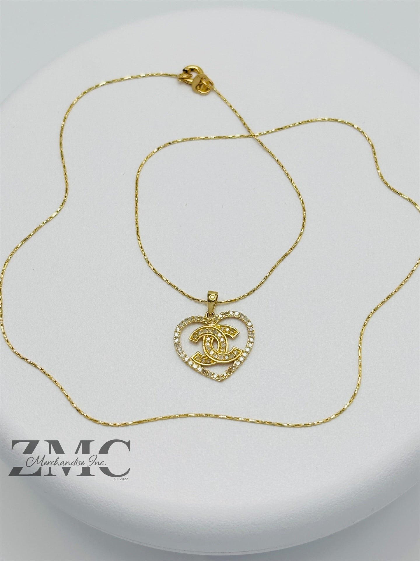 K18 Japan Gold Heart Necklace Natural Diamond