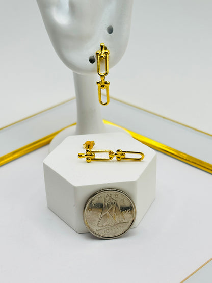 18K Gold Flat hardware Dangling Earrings