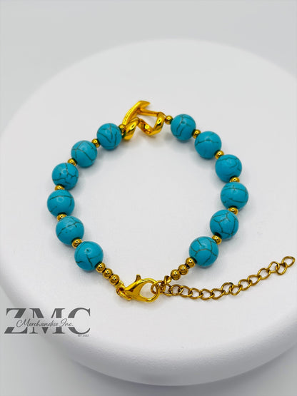 18K Gold Open Heart Blue Tourmaline Bracelet (Electroform Heart)