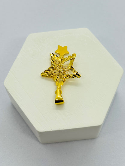 18K Gold Double Star Pendant