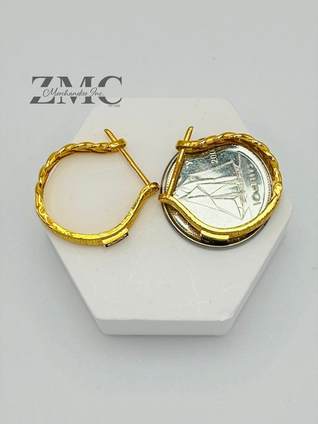 18K Gold M Loop Earrings