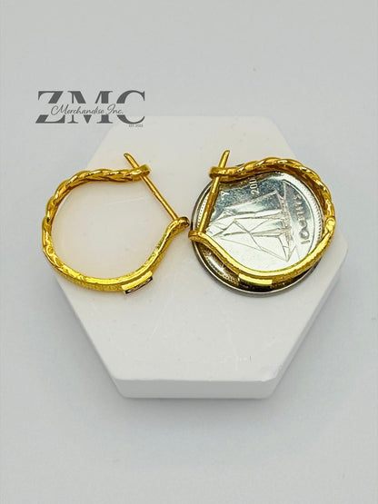 18K Gold M Loop Earrings