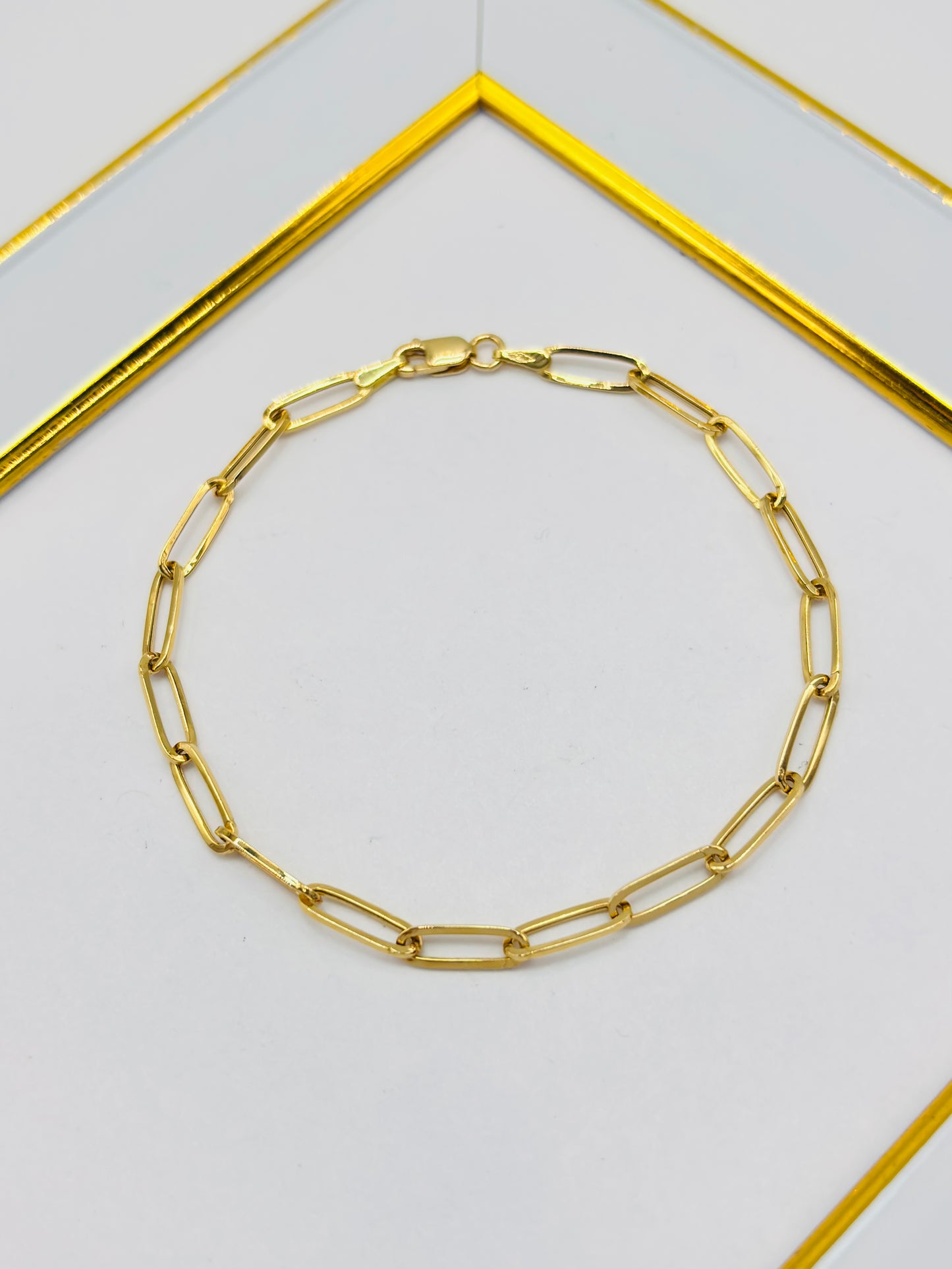18K Gold Paperclip Bracelet 11 mm Link (Lobster Lock)