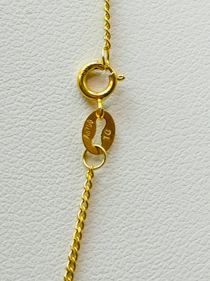 18K Gold Curb Chain with CC  Moissanite Diamond Pendant Set