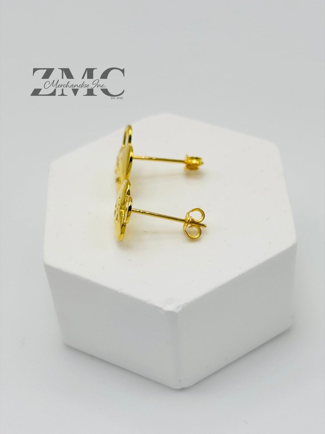 18K Gold Heart C Earrings