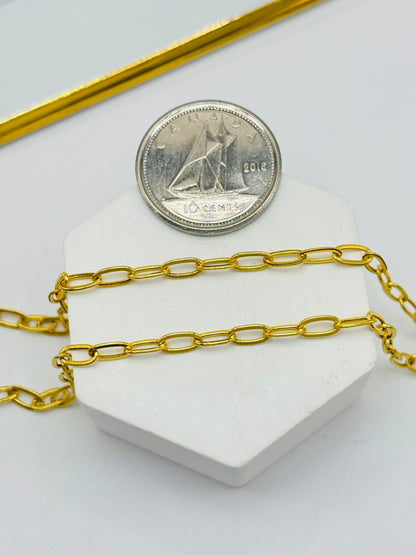 18K Gold Small Link Paperclip Interlock Necklace