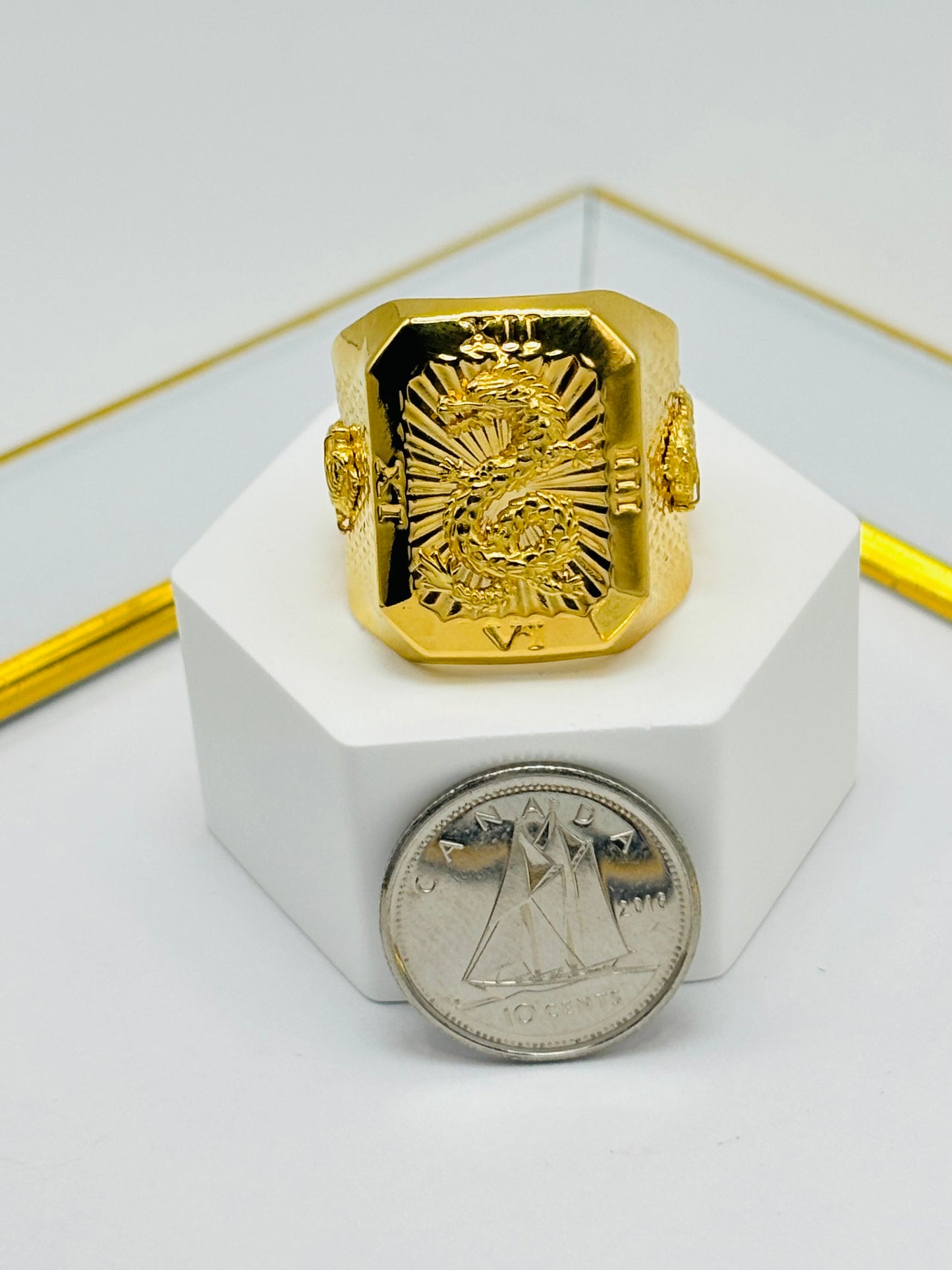 18K Gold Men's Dragon Ring