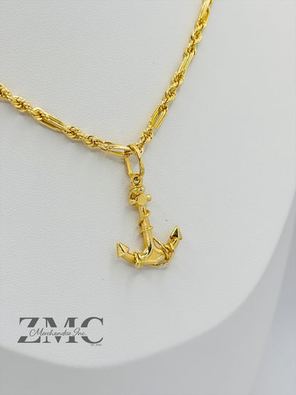 18K Gold Rope Anchor Necklace