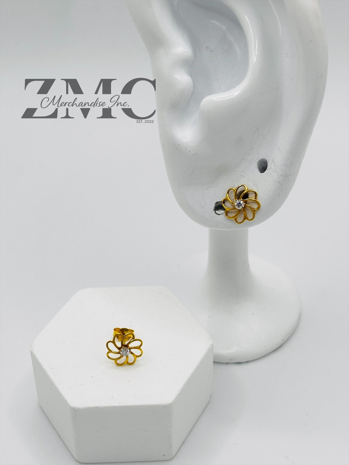 18K Gold Flower Moissanite Diamond Earrings