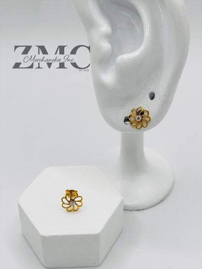 18K Gold Flower Moissanite Diamond Earrings