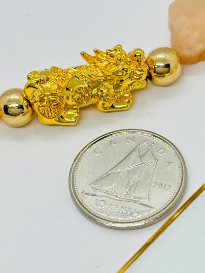 18K Gold  Lucky Piyao/ Pi Xiu Clover Bracelet  ( Hollow Empty Inside) Large Size