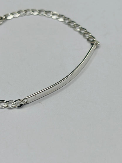 S925 Silver Name Flat Curb Kids Bracelet