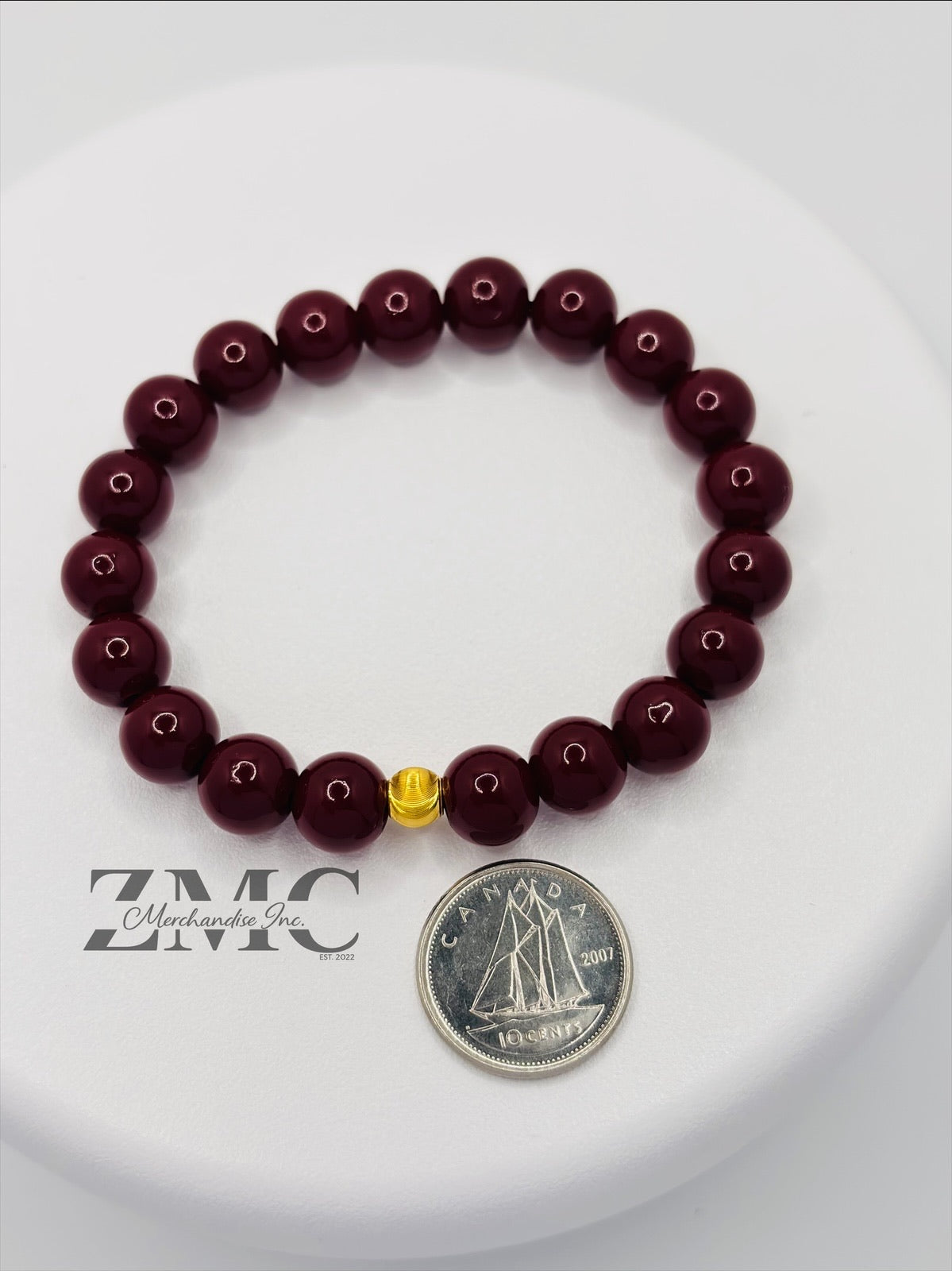 18K Gold Cats Eye Ball with Burgundy Wine Stone