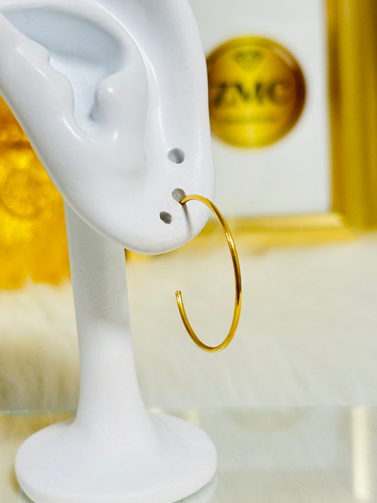 18K Gold Stud Loop Earrings