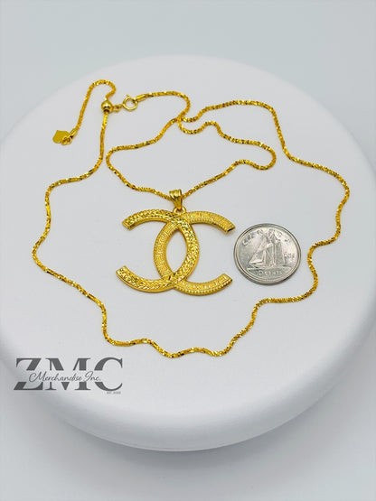 18K Gold C Necklace Slider