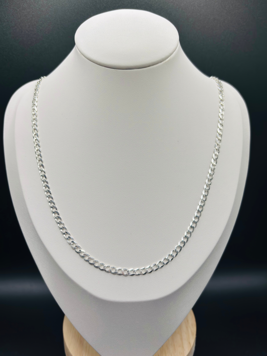 S925 Silver Flat Curb Chain 4 mm