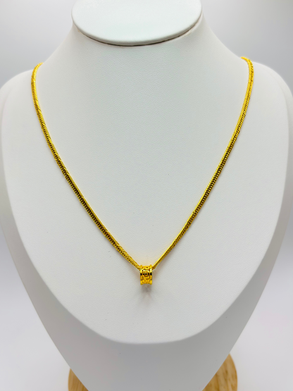 18K Gold Barrel Necklace