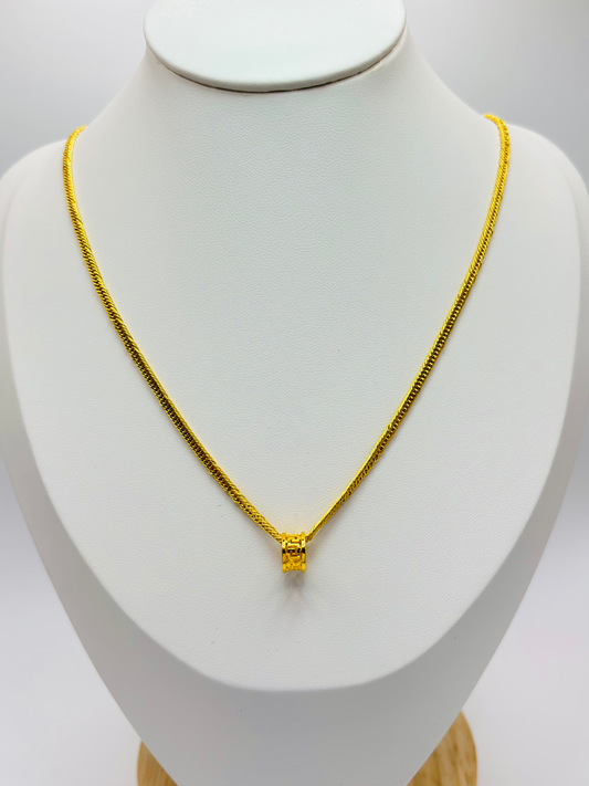 18K Gold Barrel Necklace
