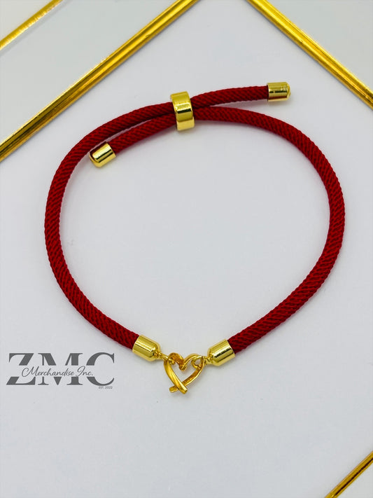18K Gold Open Heart Red String Bracelet