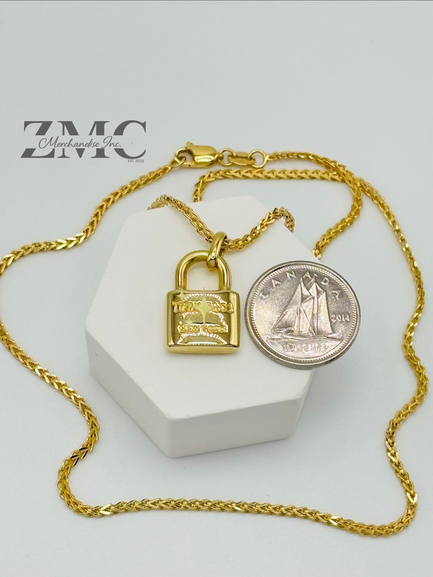 18K Gold Foxtail Padlock Necklace