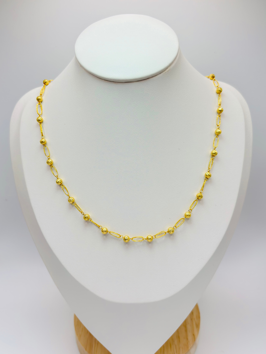 18K Gold Paperclip Ball Necklace