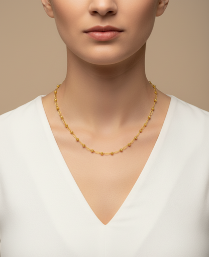 18K Gold Paperclip Ball Necklace