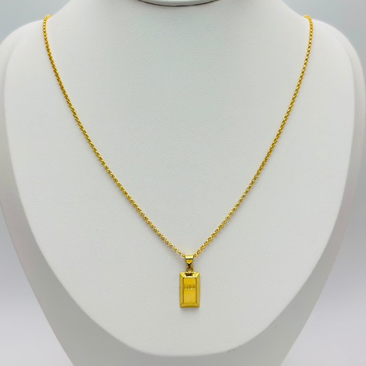 18K Gold Tauco with Gold Bar Pendant Necklace Set