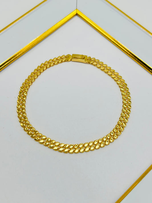 18K Gold Mini Double Damascus Bracelet