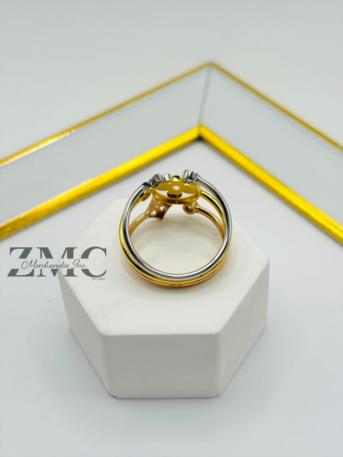 18K Gold Tri-Color Power Ring (Comfort Fit)