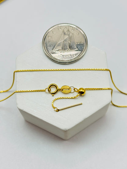 18K Gold Box Chain Adjustable