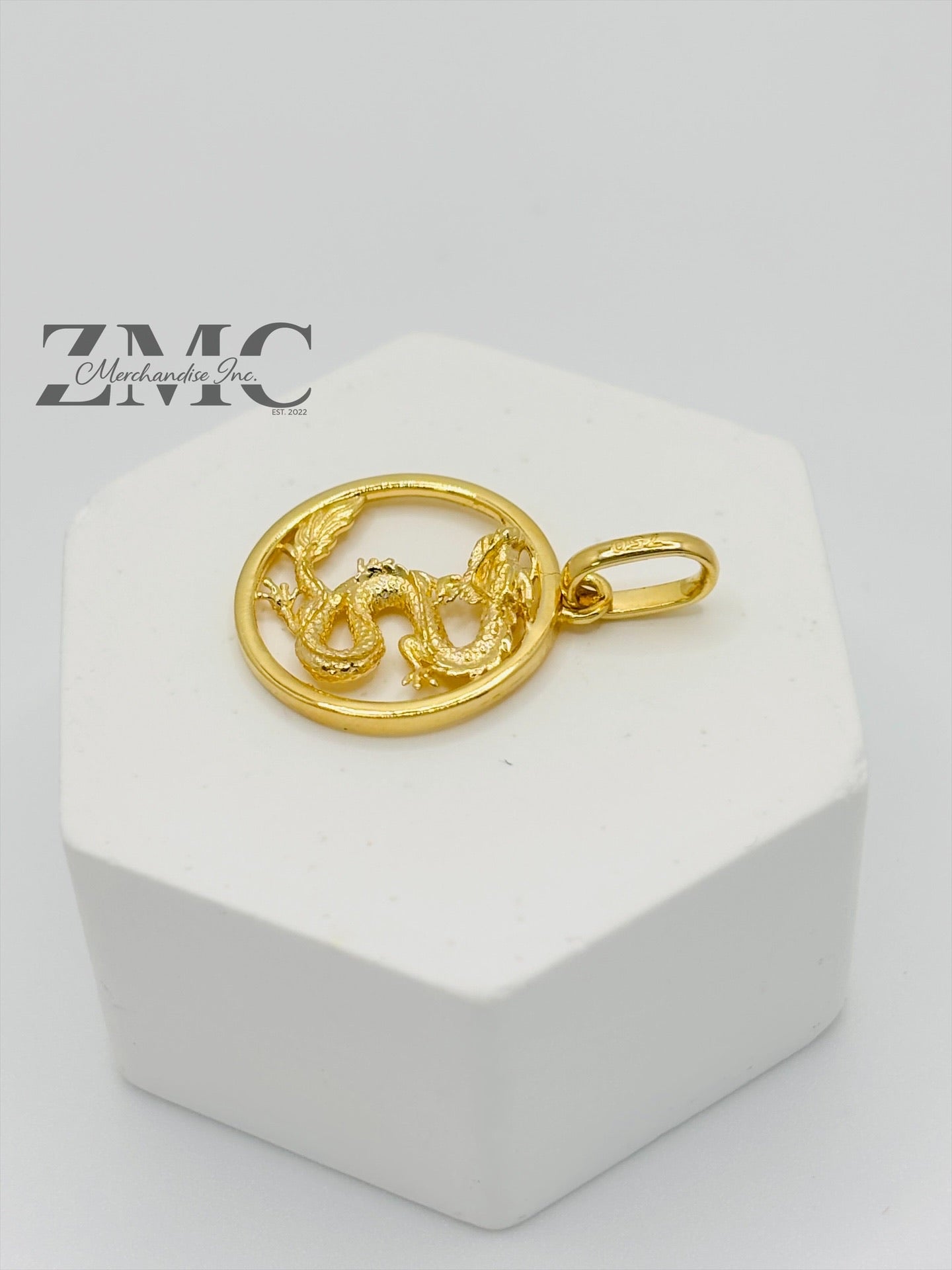 18K Gold Dragon Pendant