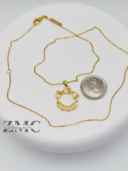 18K Gold Circle Hardware Necklace