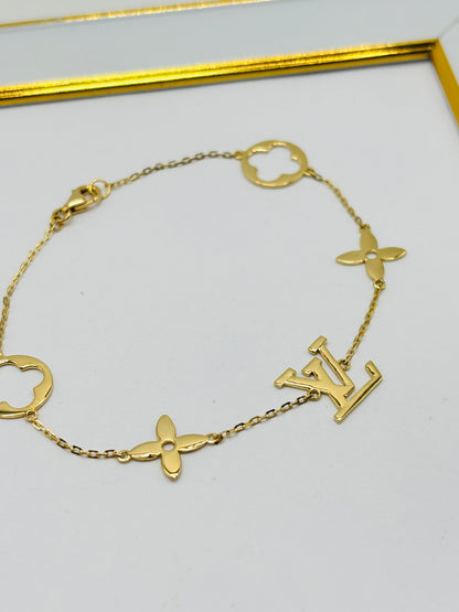 18K Gold L Blossom Bracelet