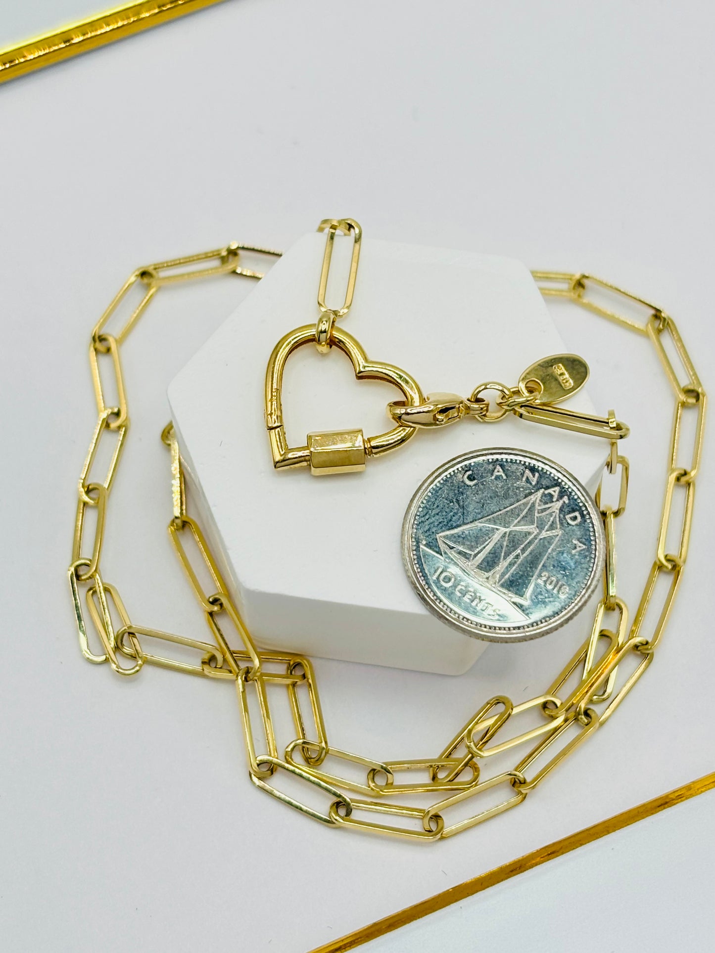 K18 Japan Gold Carabiner Heart Necklace