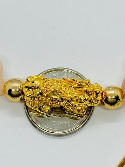 18K Gold  Lucky Piyao/ Pi Xiu Clover Bracelet  ( Hollow Empty Inside) Large Size