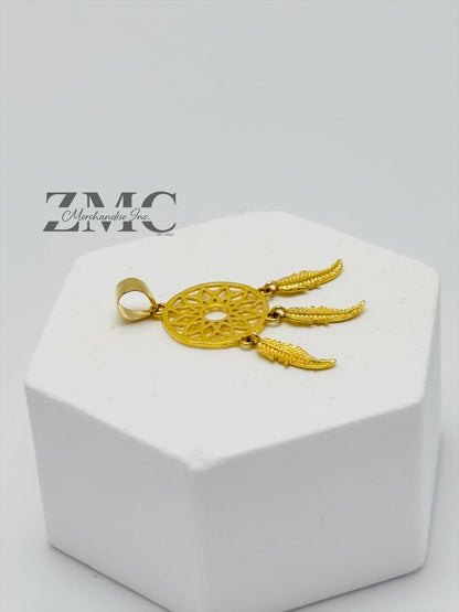 18K Gold Dream Catcher Pendant