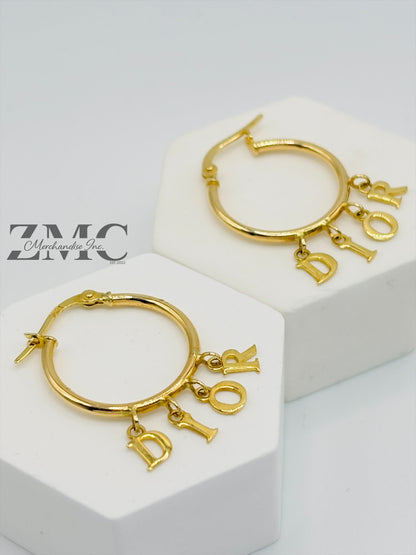 18K Gold D Loop Earrings