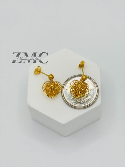18K Gold Heart Earrings