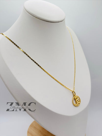 18K Gold Circle Dragon Necklace