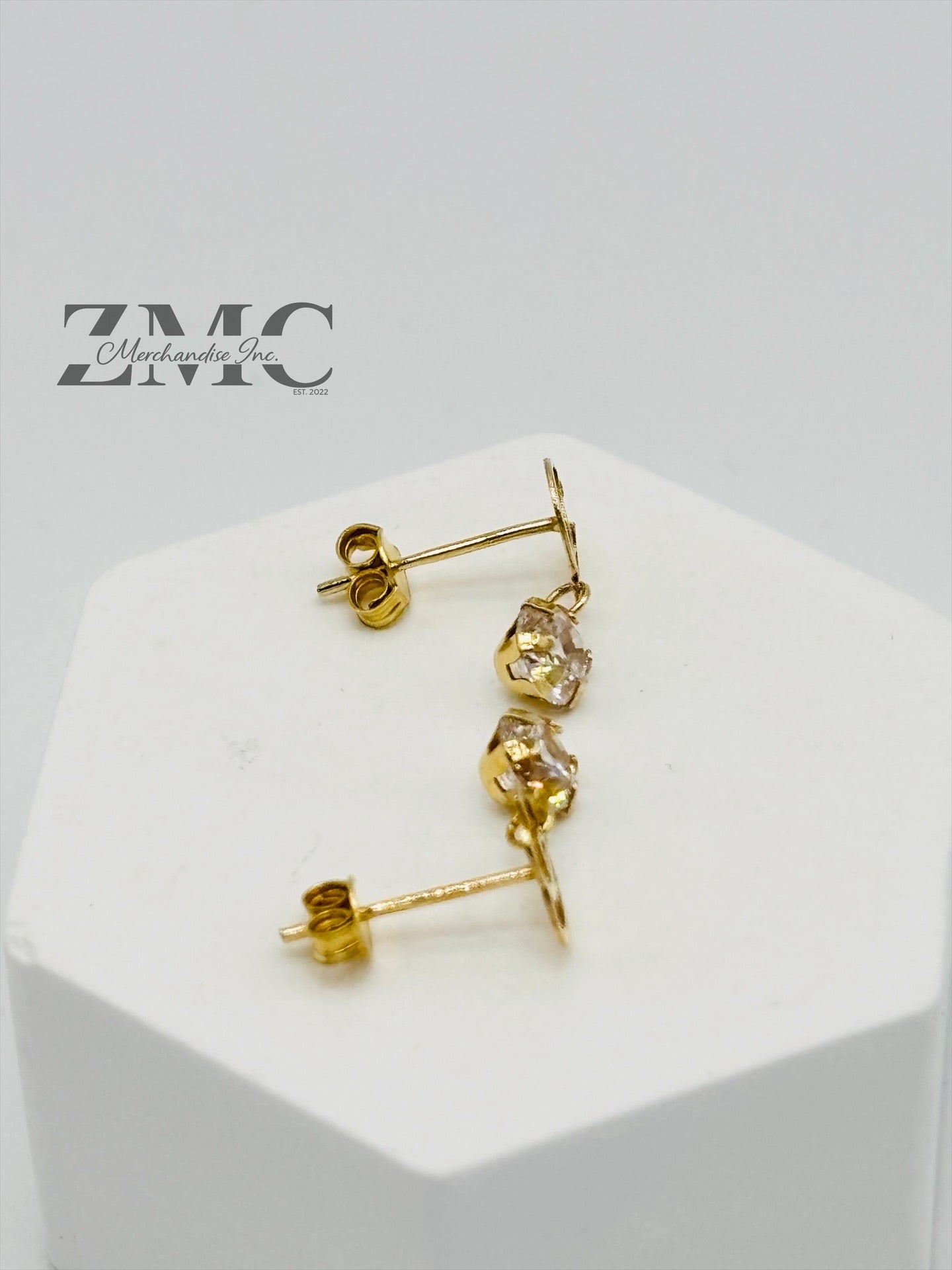 18K Gold Dangling Zircon Stone Earrings