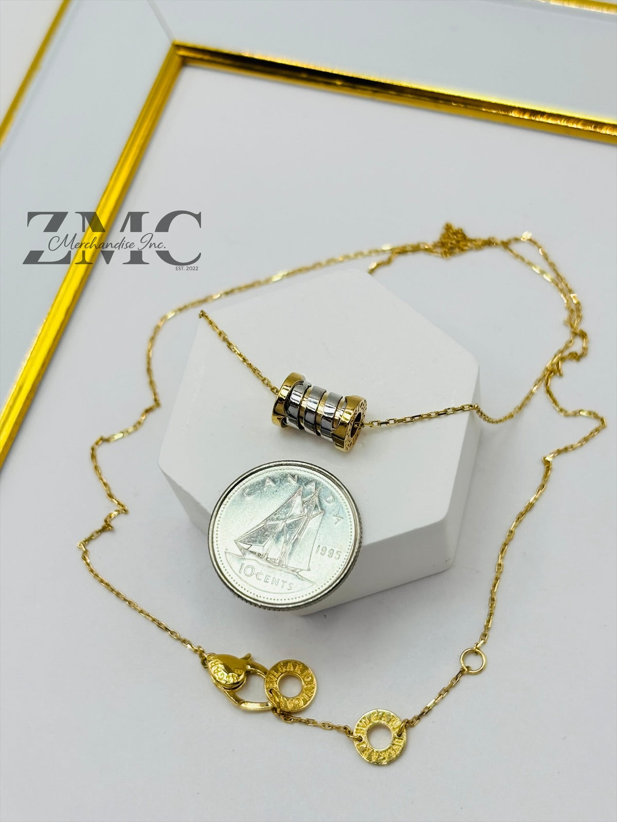 18K Gold Barrel Necklace