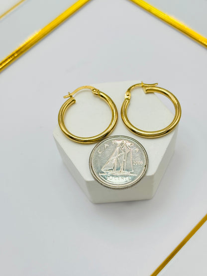 18K Gold Plain Loop Earrings