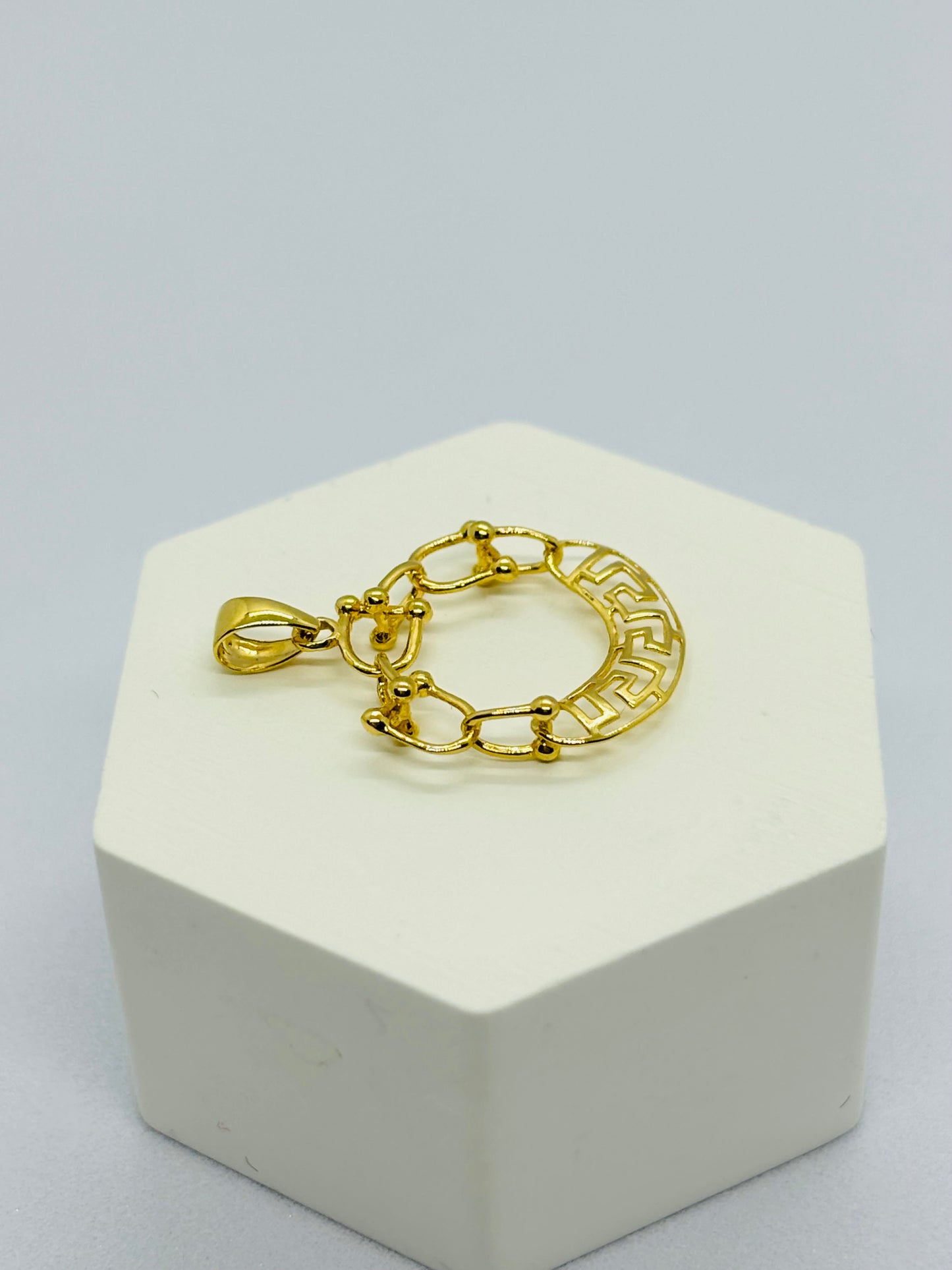 18K Gold Circle Hardware Pendant