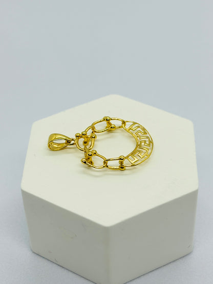 18K Gold Circle Hardware Pendant