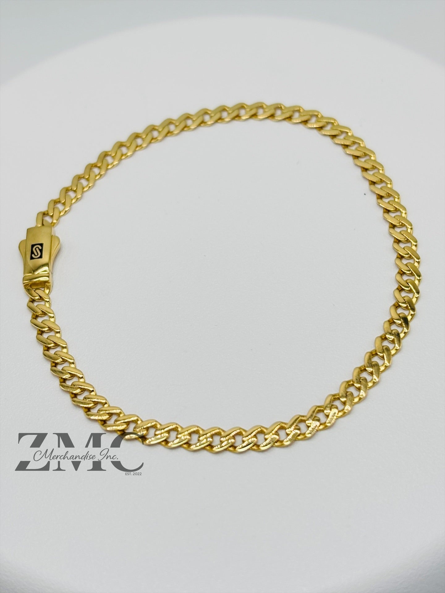 18K Gold M Plain Bracelet