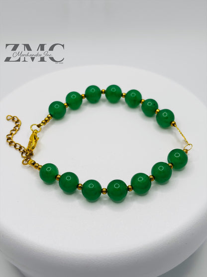18K Gold Cross Aventurine Bracelet ( Hollow Empty Inside)